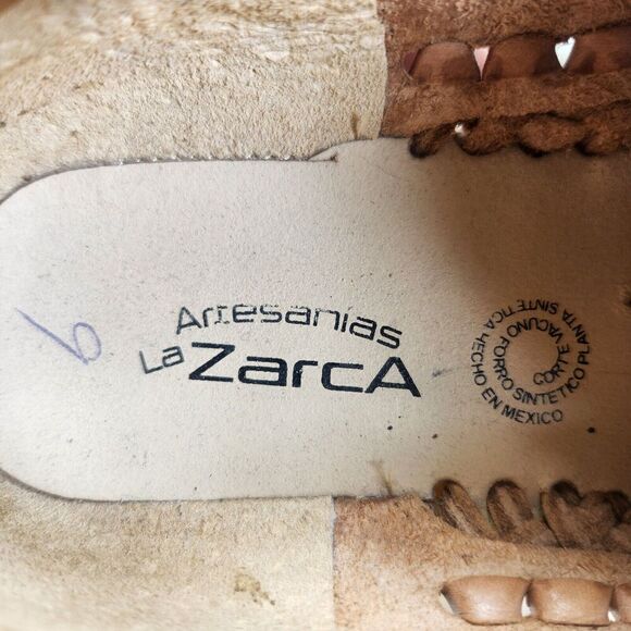 Artesanias La Zarca Embossed Aztec Men 12 Brown Leather Handcrafted Mexico Shoes main image 6